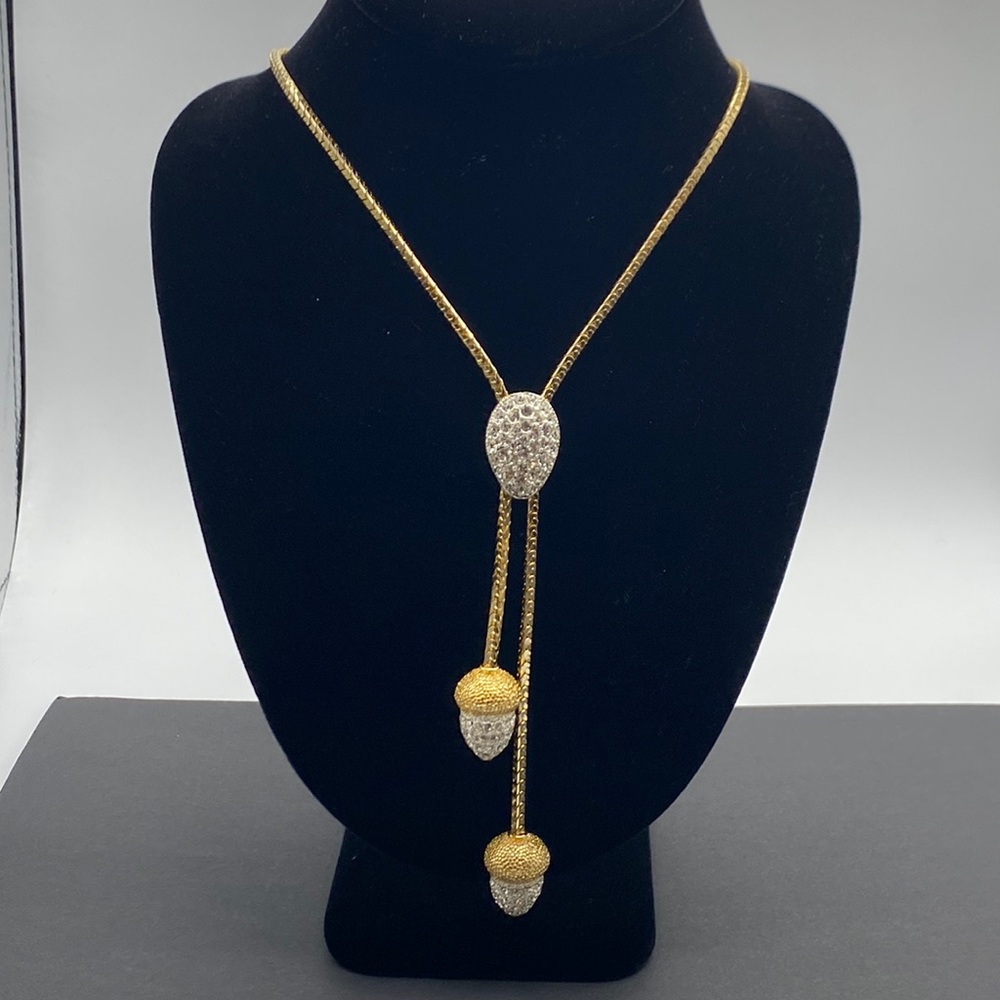 Vintage long chain 24” - 2‎ acorn adjust necklace